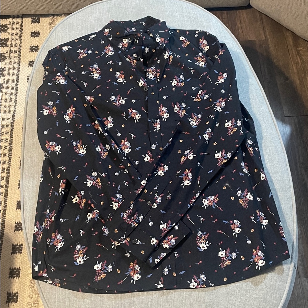 Express Black Floral Shirt